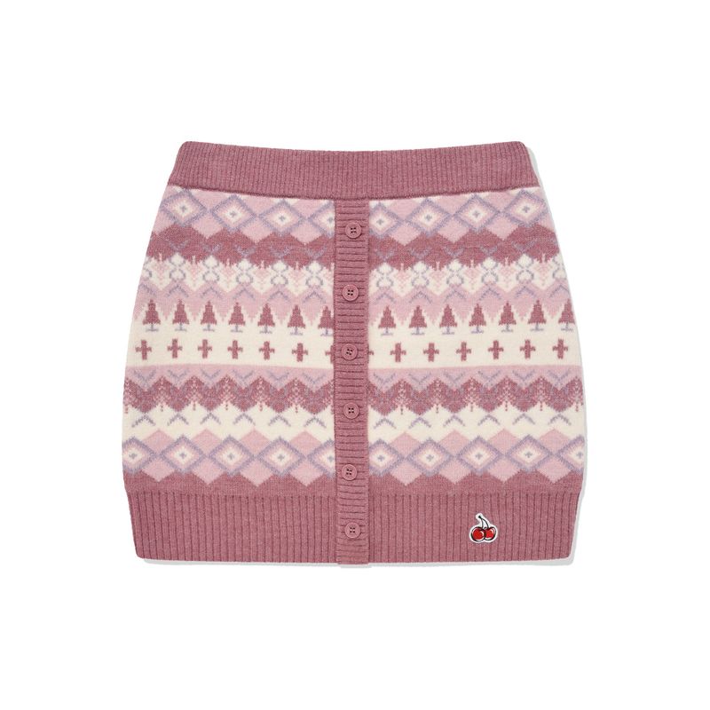 FAIR ISLE KNIT MINI SKIRT [SALMON]