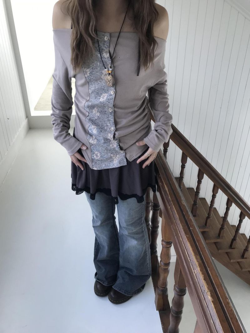 vintage flower shirring cardigan