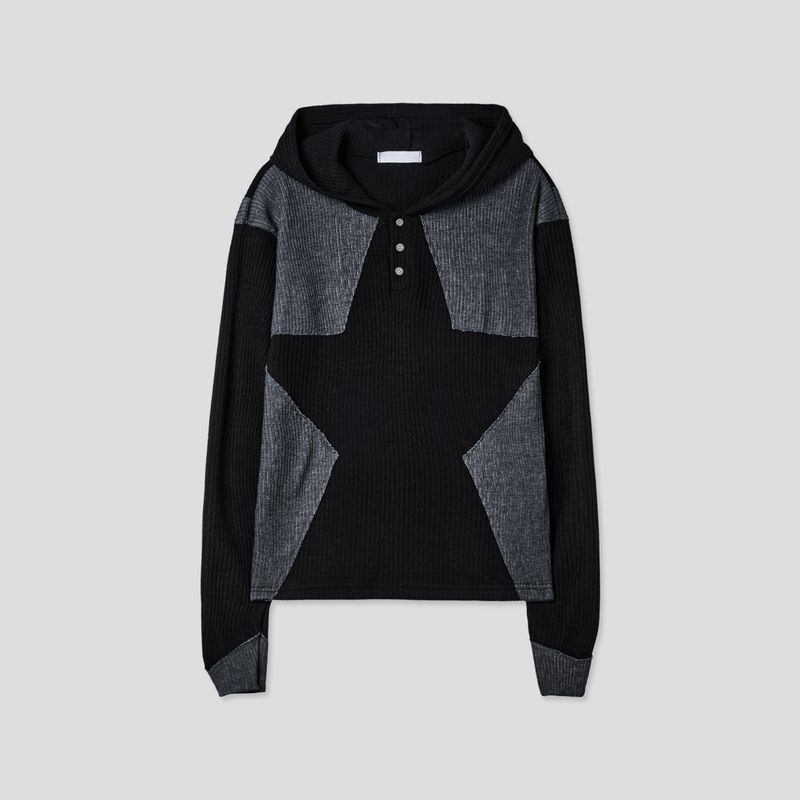 Big Star Warmer Henley Neck Hooded Knit 4C