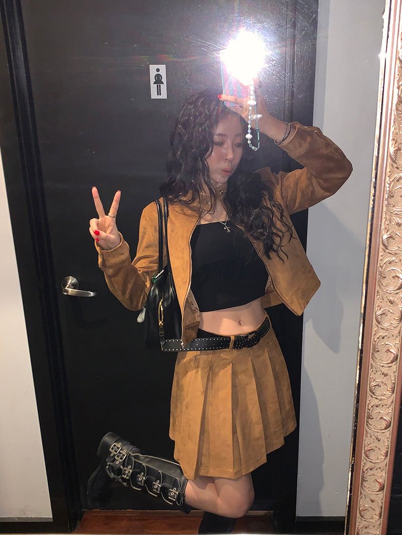 [MADE] rump suede pintuck mini skirt