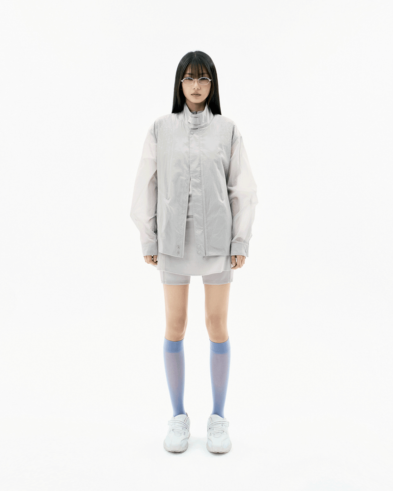 Layered Sheer Blouson / Warm Grey