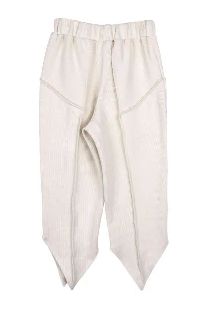 V Cut rib half pants