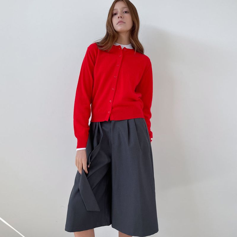 Rolling Knit Cardigan _Vivid Red