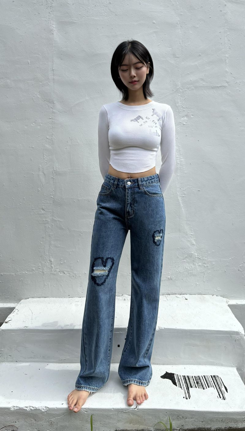 VINTAGE EMBROIDERED DENIM PANTS code 17911