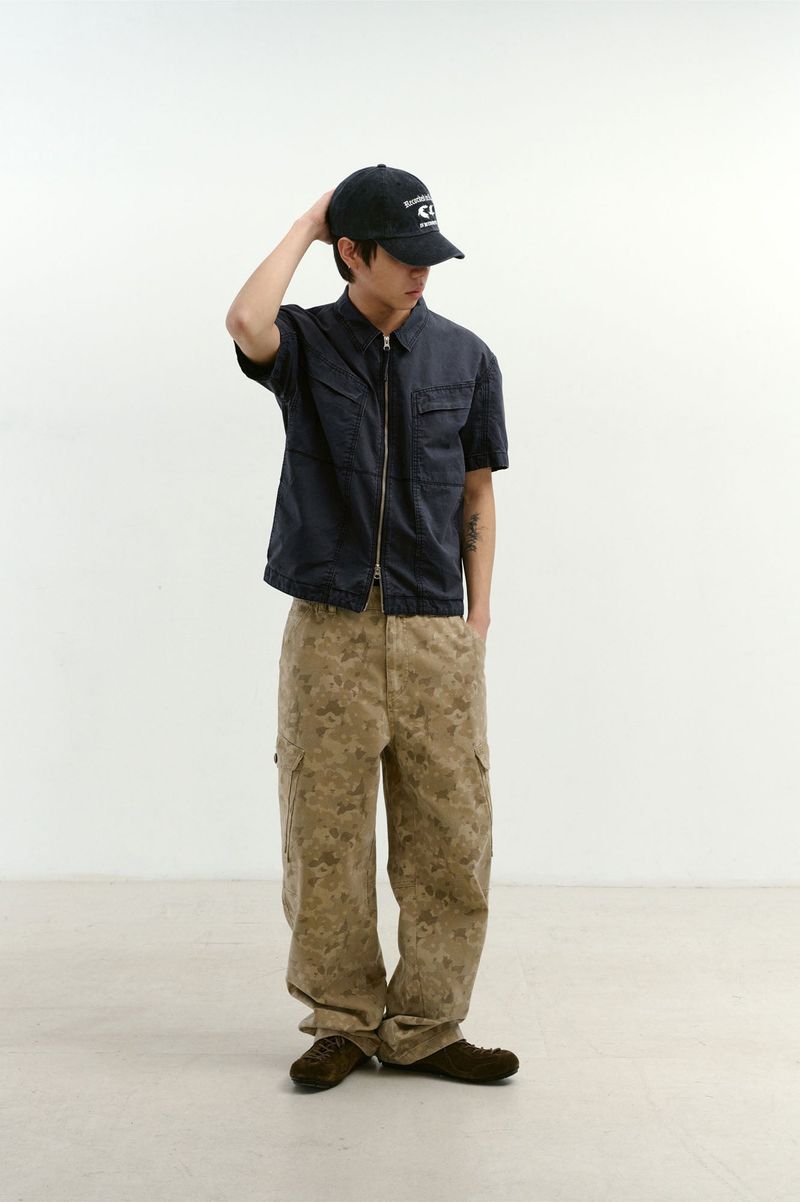 Overlap Pocket Camo Pants (Washed Beige)