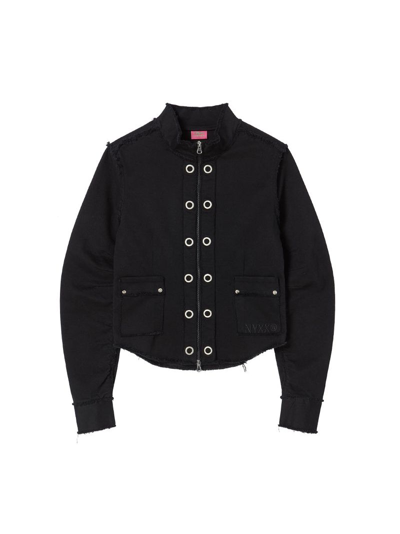 EYELET COTTON JACKET BLACK