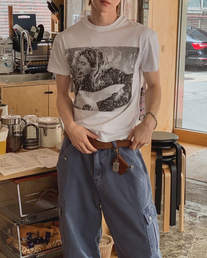 Grunge Vintage Photo Print Short Sleeve T-shirt