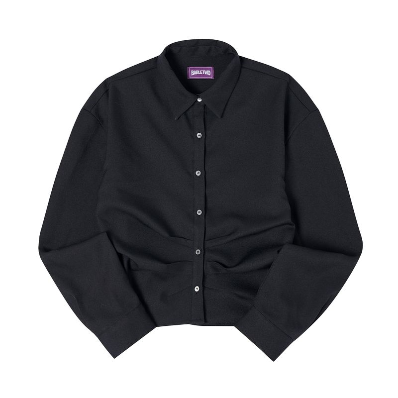 Leona shirring shirts BLACK