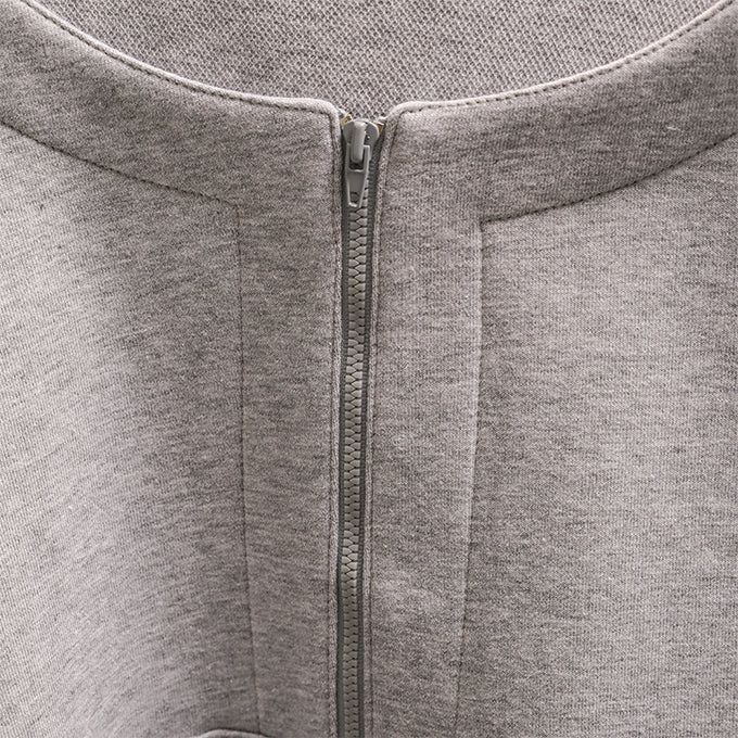 HALF ZIP LAYERD SWEATSHIRTS-MIXTURE GREY