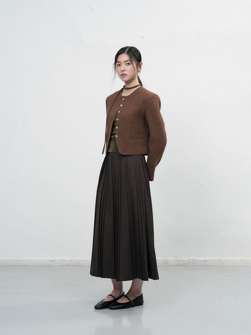 【即日発送】tie no-collar wool jacket
