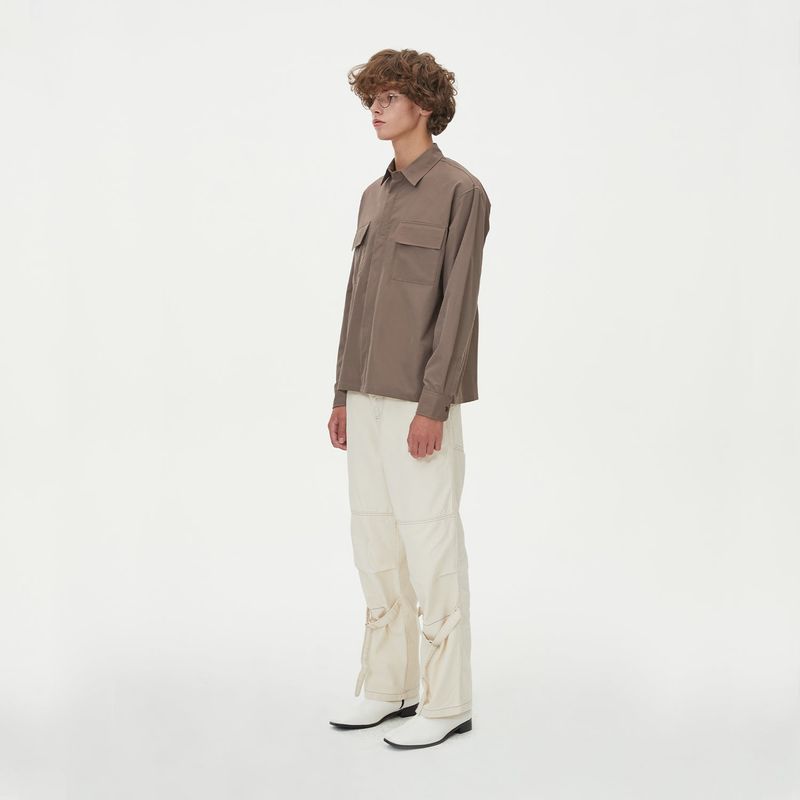 TWO POCKET HIDDEN BUTTONS SHIRTS_BROWN