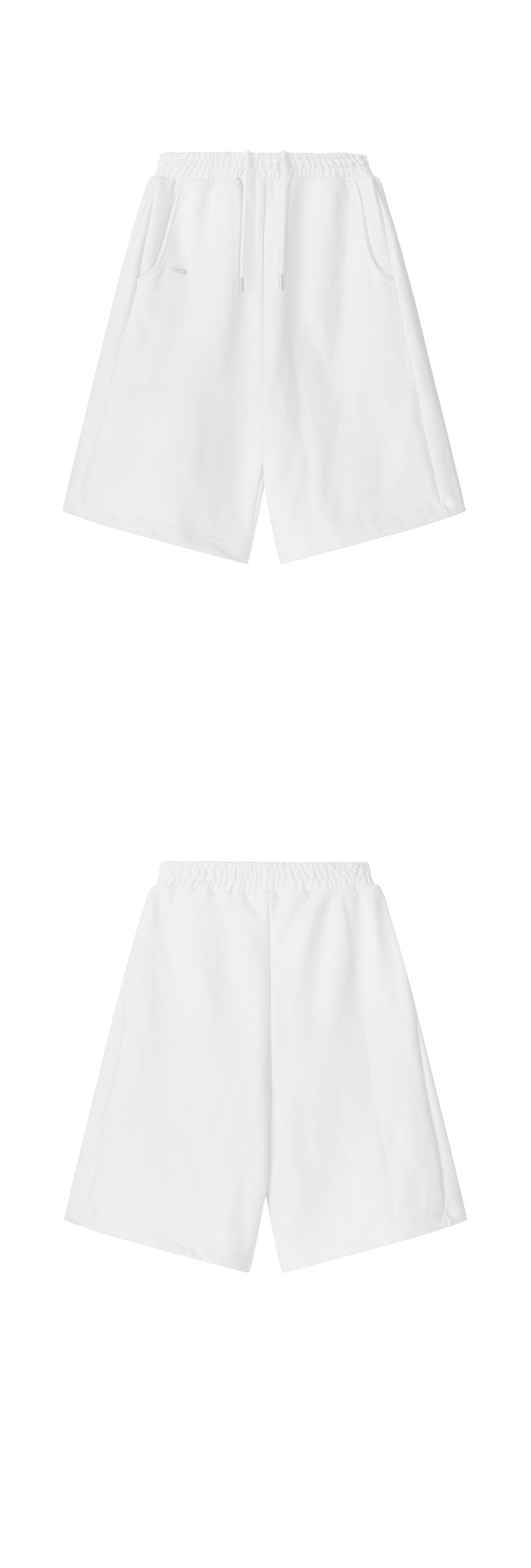 [mnem] pintuck logo bermuda shorts (white)