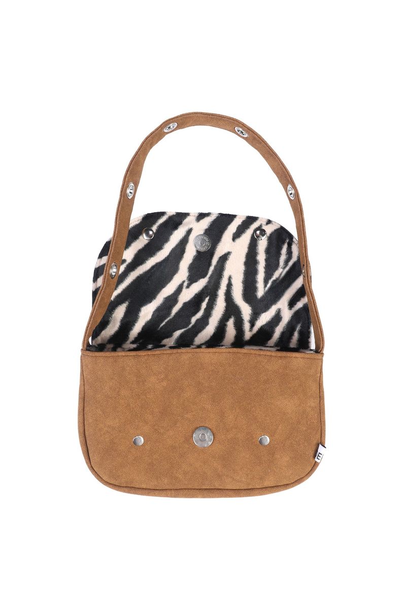 EYELET FUR MINI BAG - CAMEL