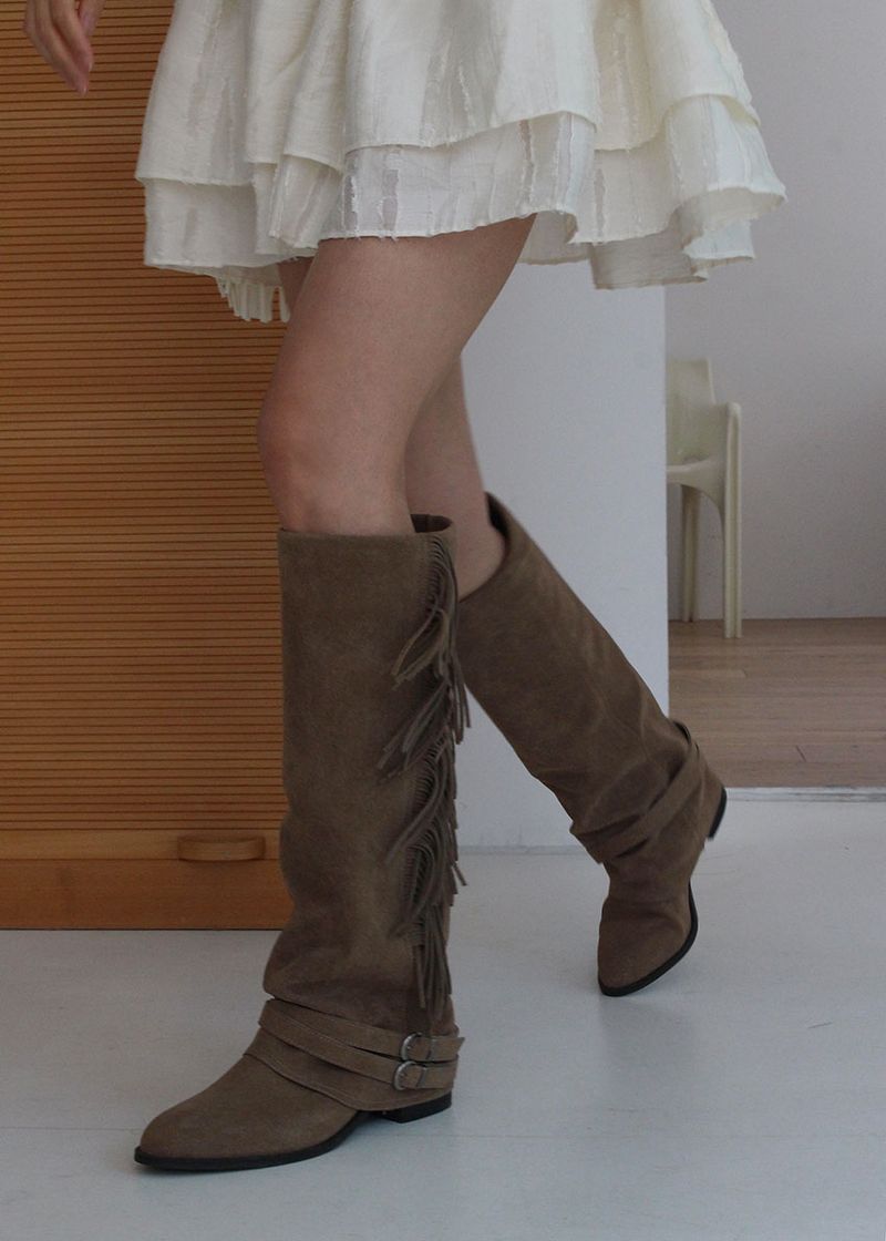 FRINGE SUEDE LONG BOOTS