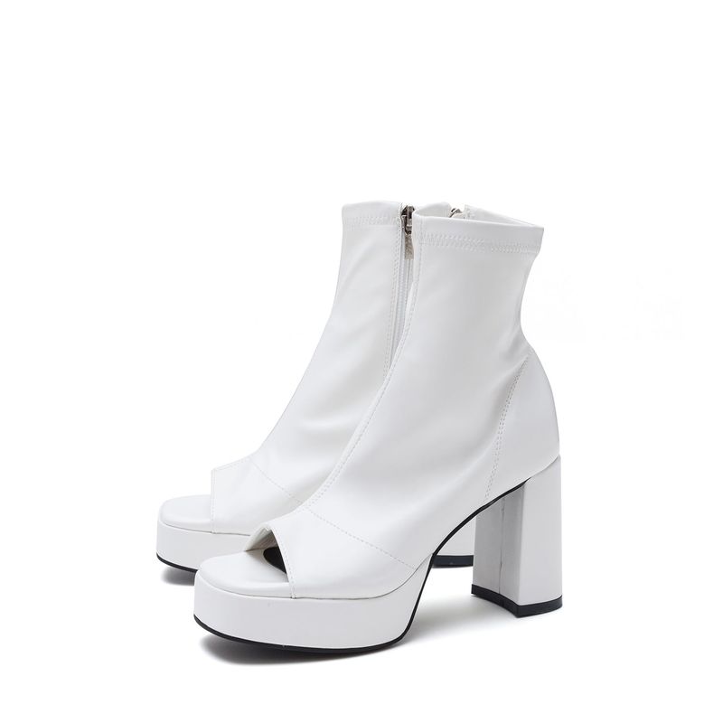 Open Toe Block Heel(White)