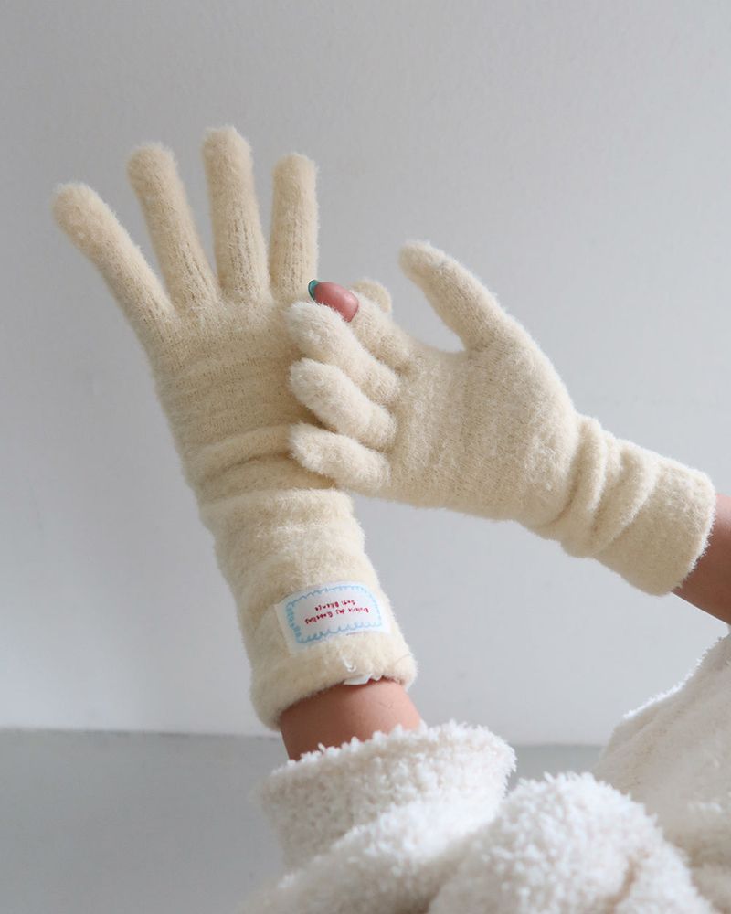 Patch Finger Slit Long Gloves