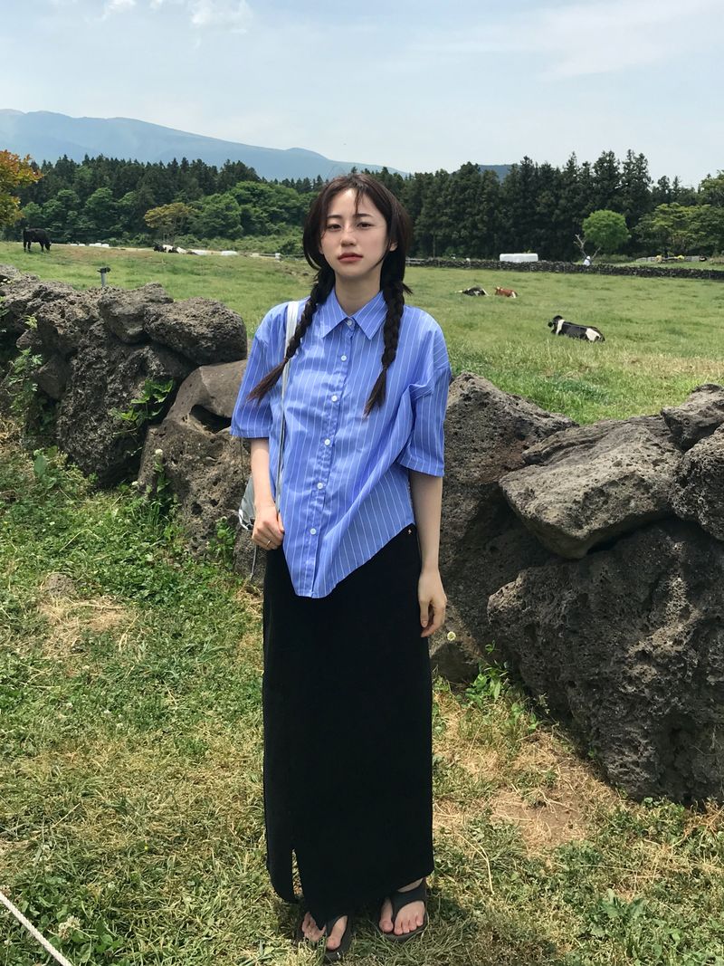 Pastel stripe half shirts