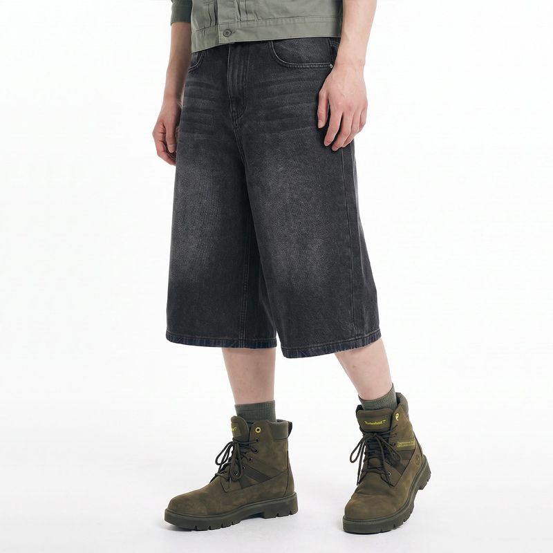 NTET(エヌティーイーティー)の「basic washing bermuda denim pants (black)(Pants)」