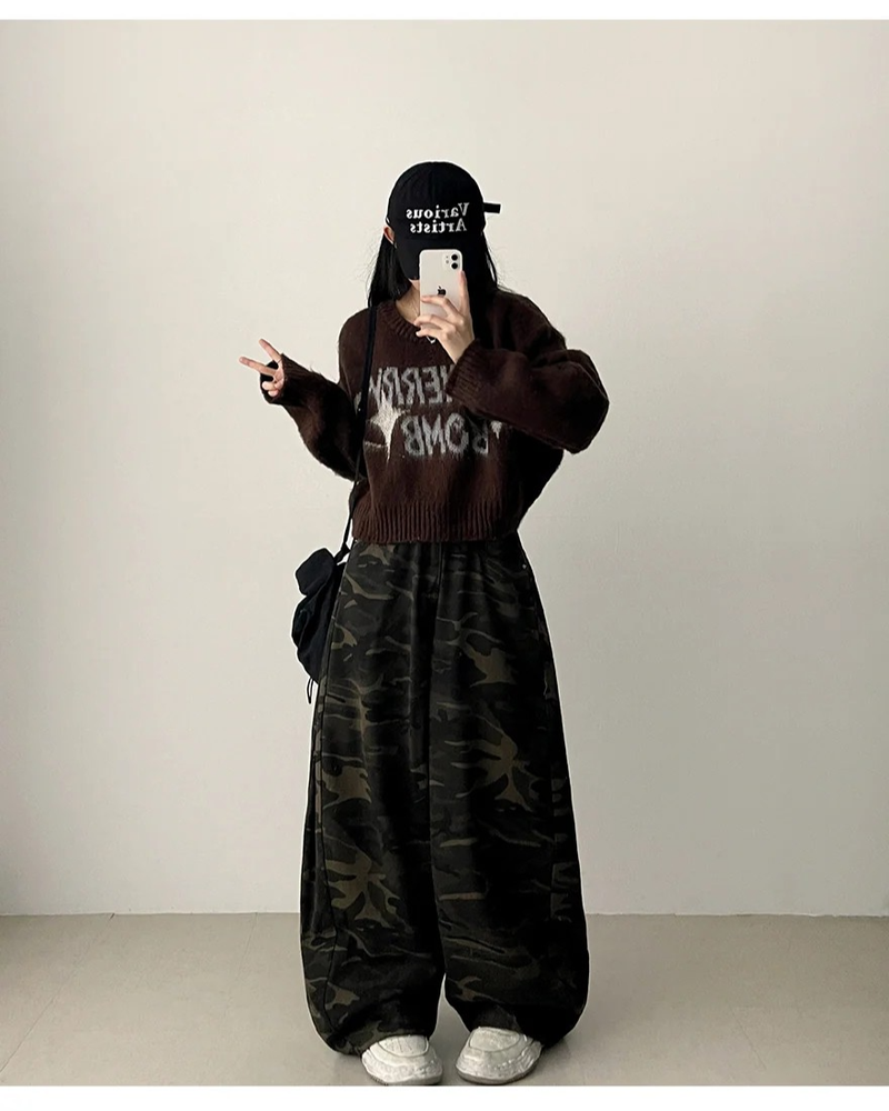 Culler Camo Side Pin Tuck Wide Pants