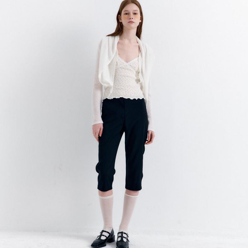 Scarf Set Cropped Knit Cardigan_Ivory