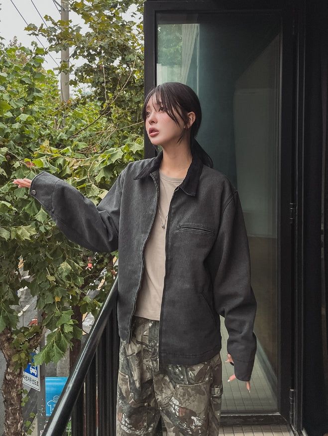 Fairy color matching work jacket