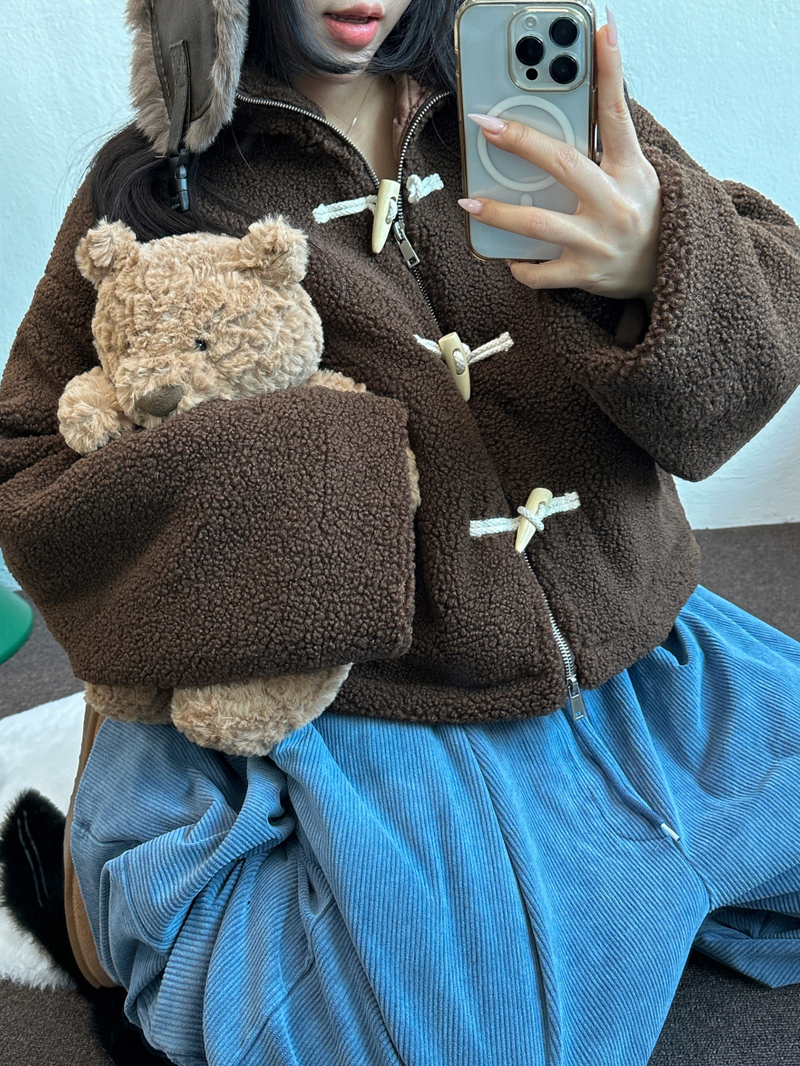 TEDDY CURLY🤎CUTIE PETIT ZIP UP 🤎🧸🐏3COLOR