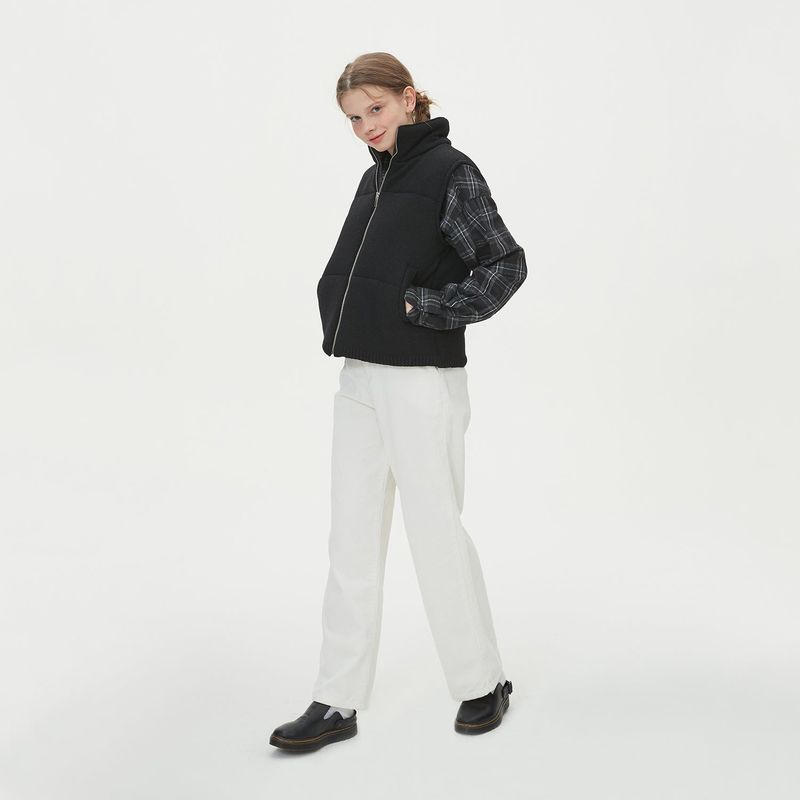 WARM PUFFER KNIT PADDING VEST_BLACK