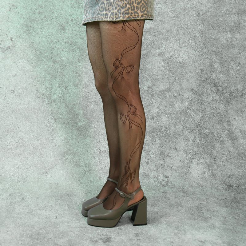 ribbon flow mesh tights (brown)