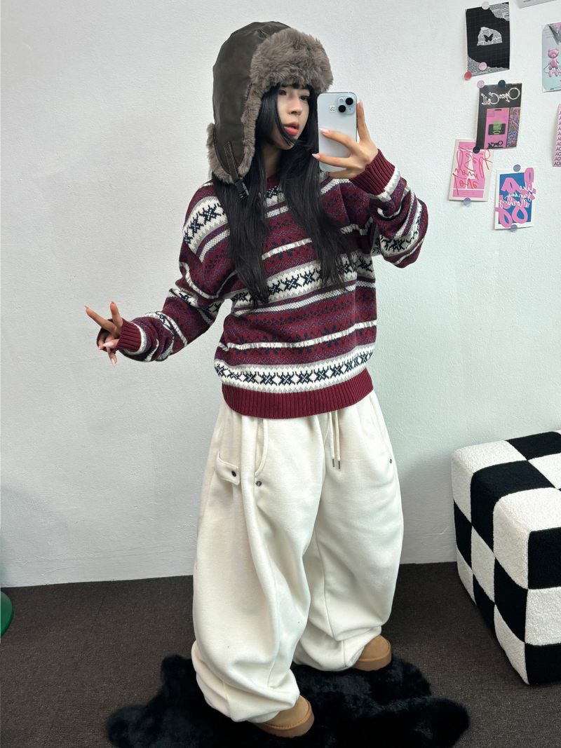 BOTH-SIDES FLEECE SNAP LONG PANTS 🧸🩵🤍6COLOR