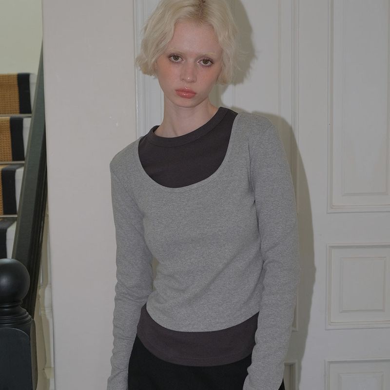 C BASIC U-NECK T-SHIRT_GREY
