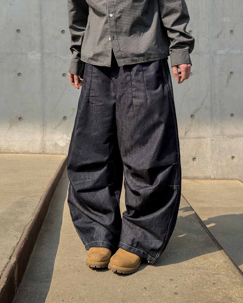 Hanel Check Flap Balloon Denim Pants