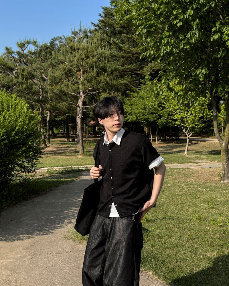 Ruric Rib Snap Half Sleeve Cardigan