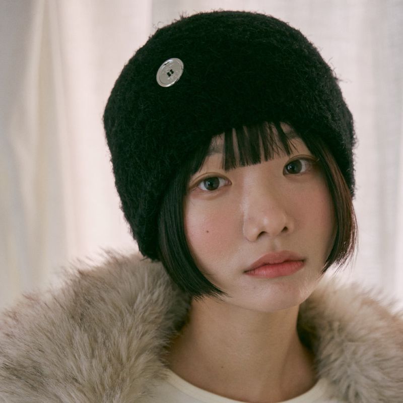 イェル ボタン ビーニー (black)