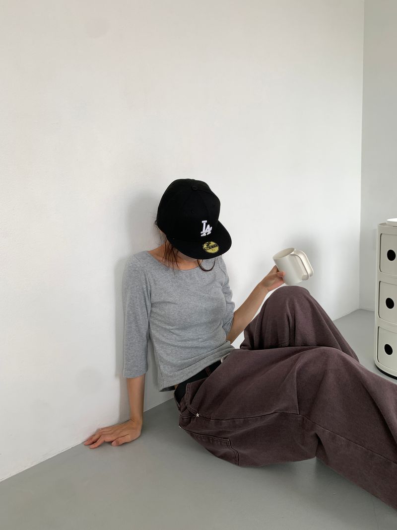 BOAT NECK MID SLEEVE TEE (4C)