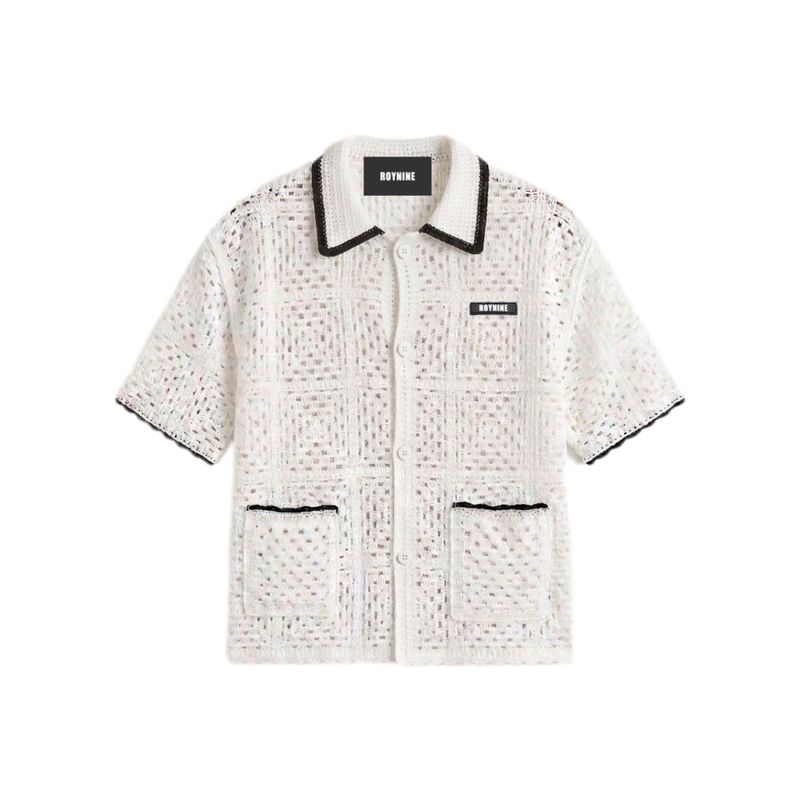 ROYNINE（ロイナイン）の「Ivory Black-Line Short Sleeve Cardigan（Tops）」
