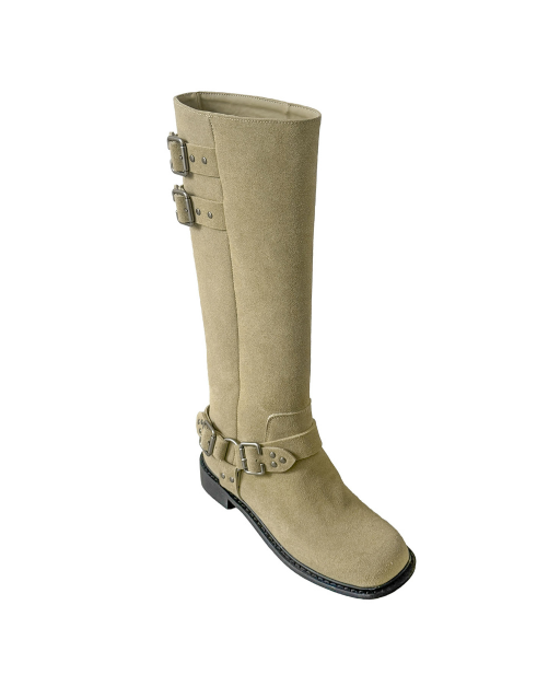 birkin down buckle matte suede boots