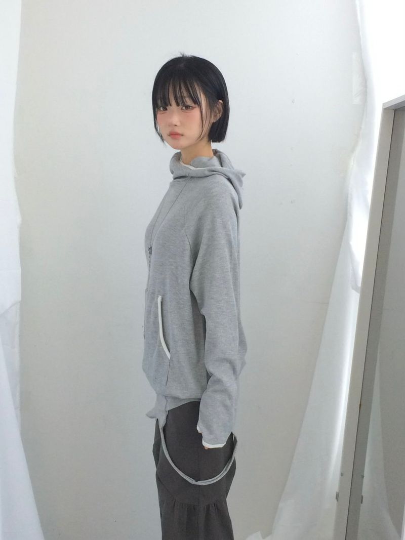 highneck loose waffle hood