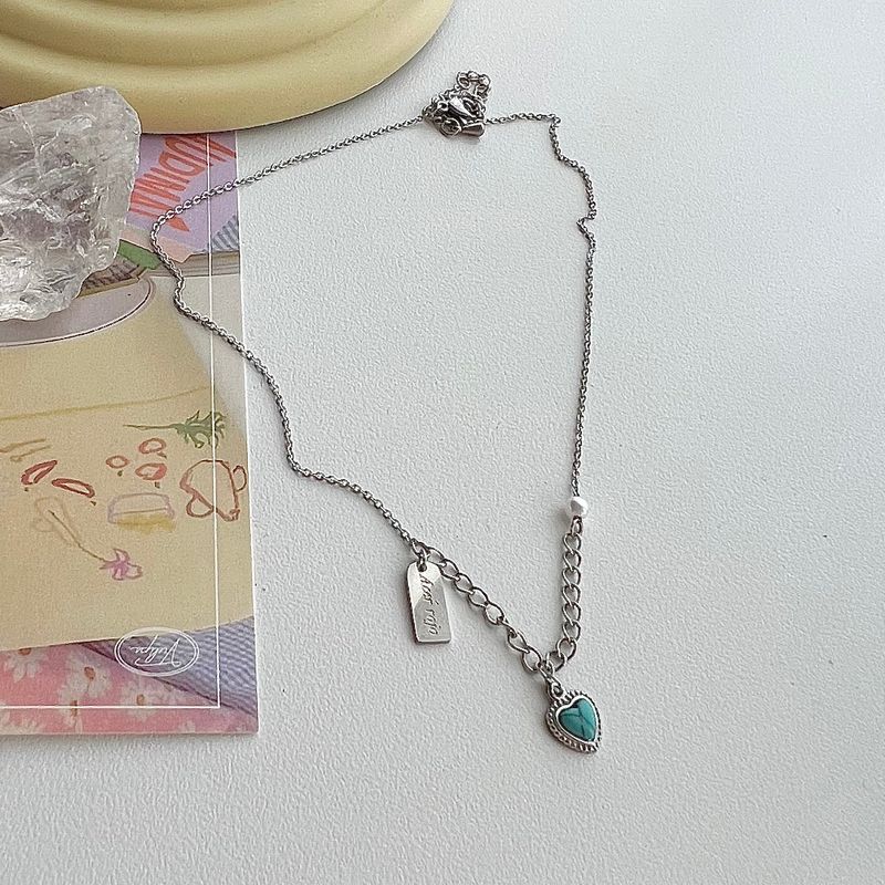 step turquoise gemstone color heart resort necklace