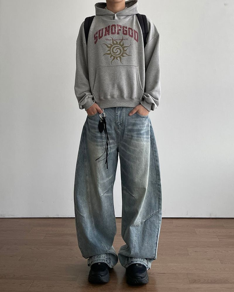 Heli Printed Crop Hoodie