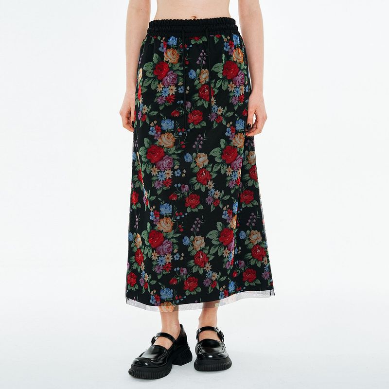 OTHER-worldly（アザーワールドリー）の「Summer Mesh Sweat Skirt [Black Rose]（Skirts）」