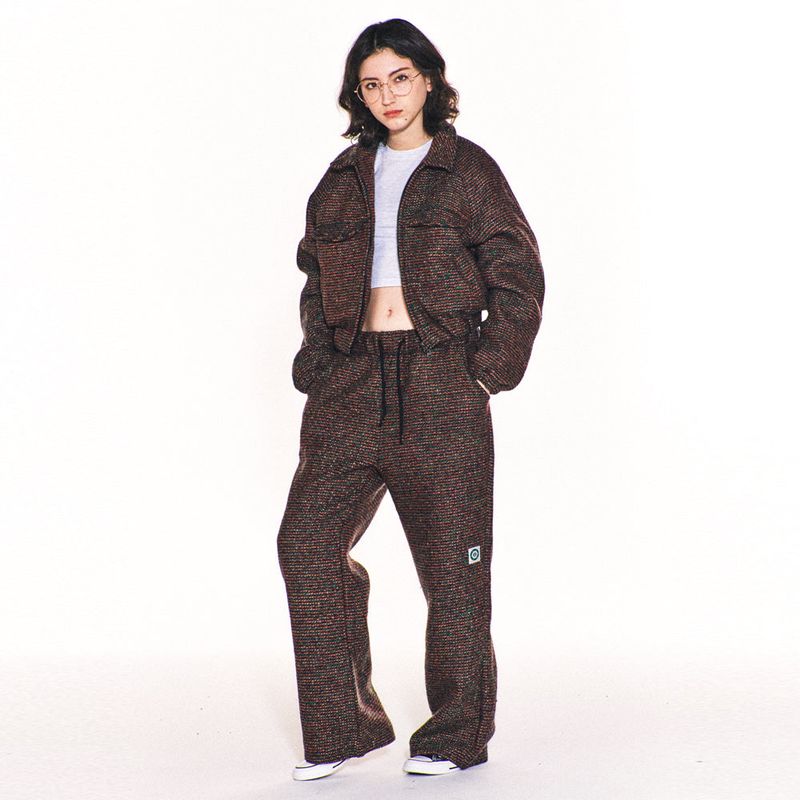 AVRIL TWEED WIDE LONG PANTS (GREEN)