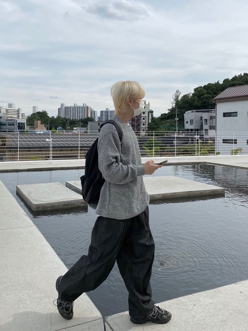 Space String ballon denim wide pants 2color