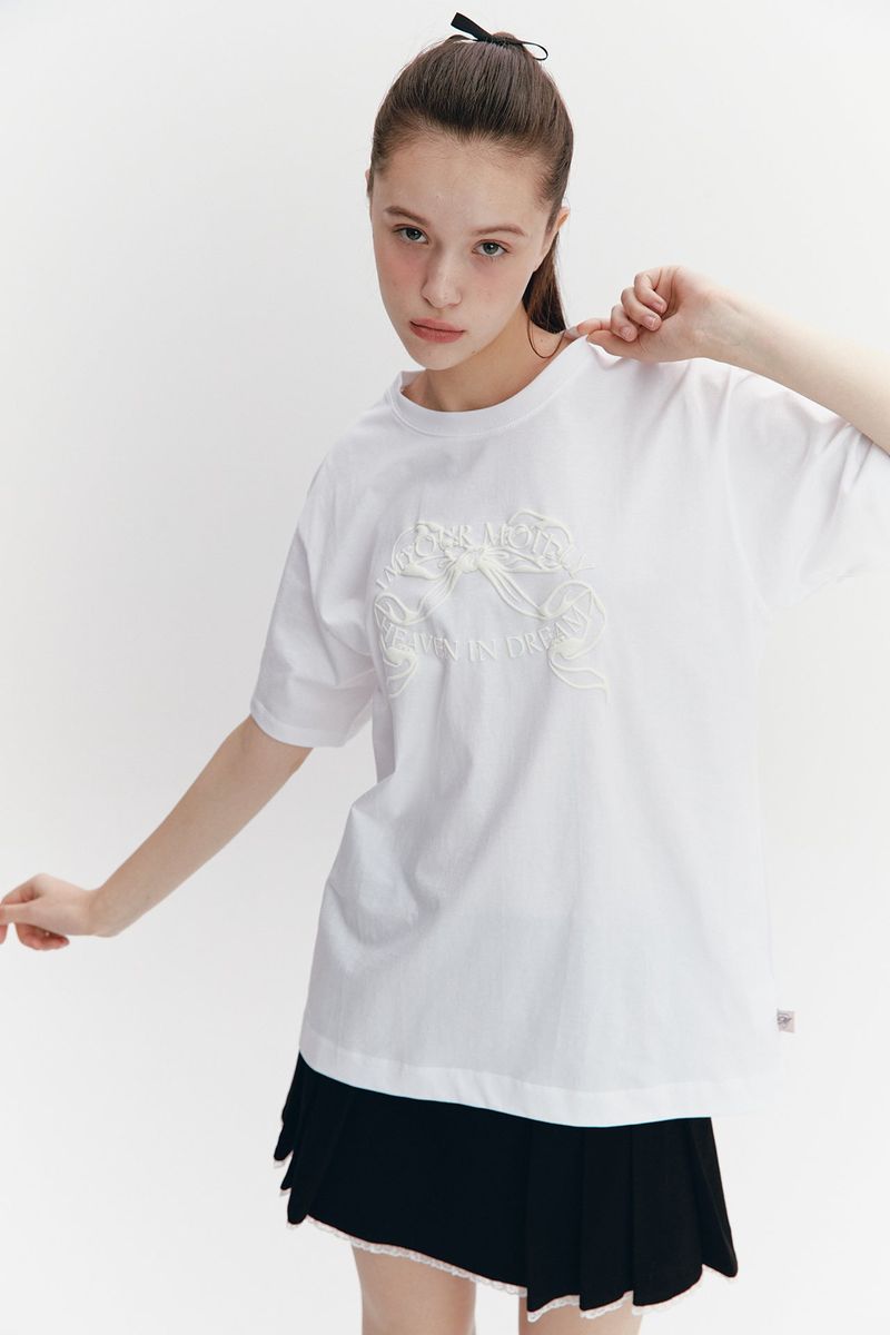 Ribbon Boxy T White