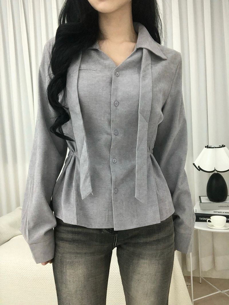 Dual Tie Pintuck Line Shirt