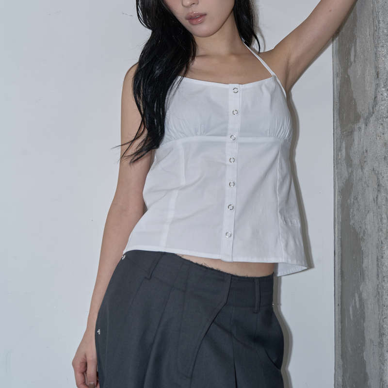 WAIST DETAIL TWO-TUCK WIDE SLACKS (GRAY)