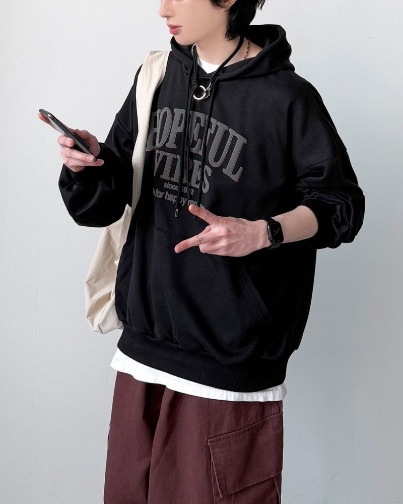 Puff Lettering Oversized Hoodie