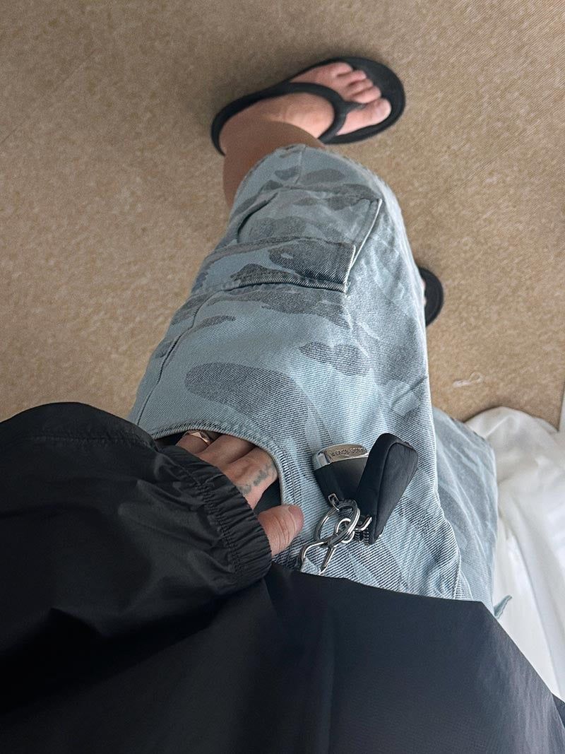 ASCLO Washed Camo Denim Half Pants (2color)