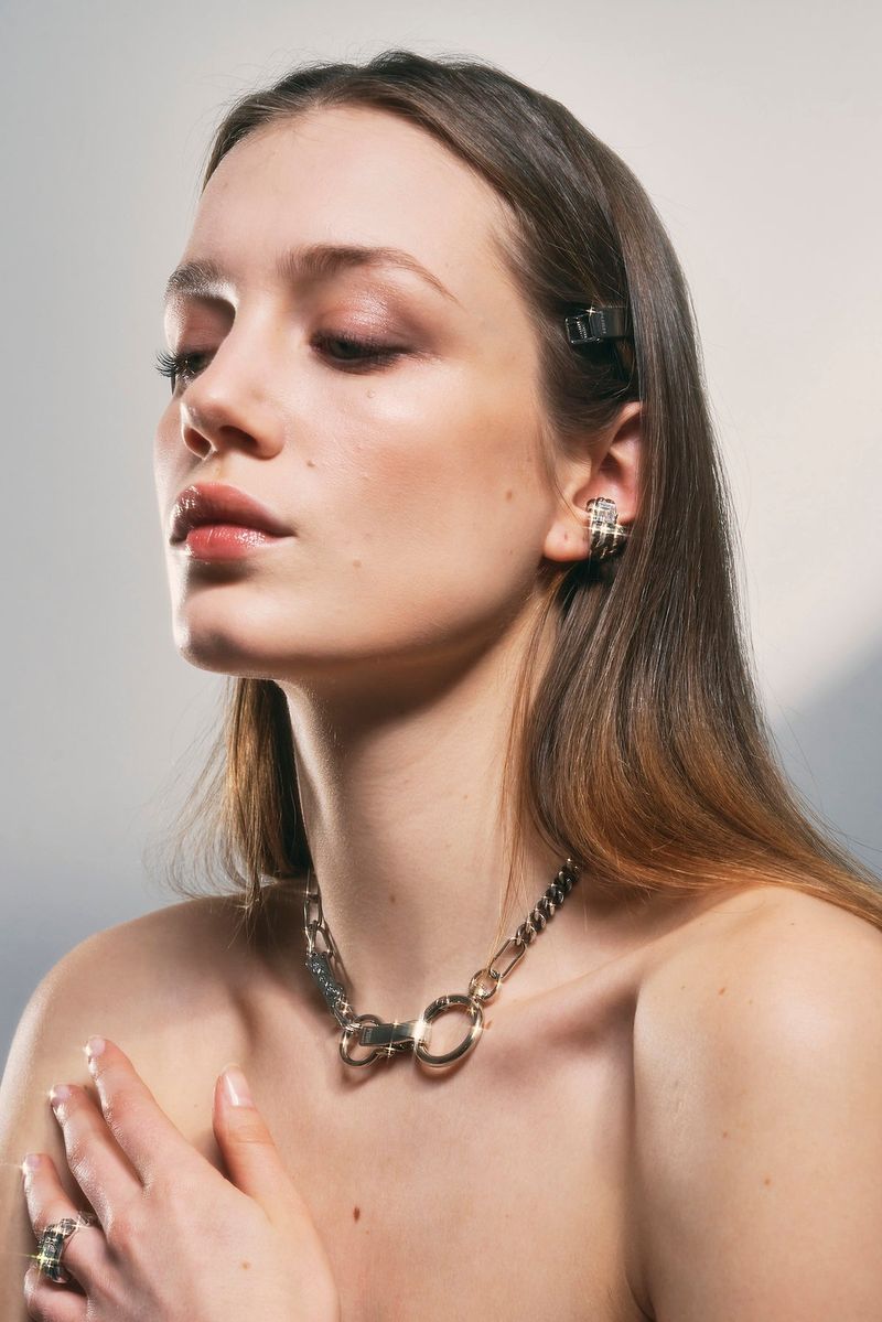 NO.318 [SILVER] GEOMETRY SQUARE EARCUFF