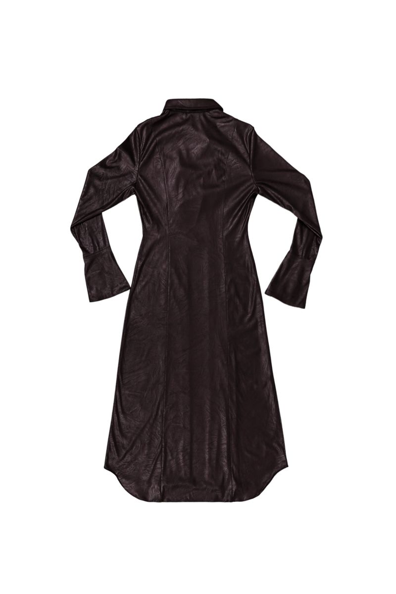 MAXI LEATHER SHIRT #WINE
