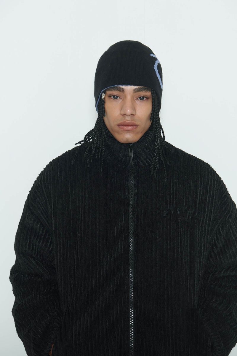 Black Stripe Sherpa Fur Jacket
